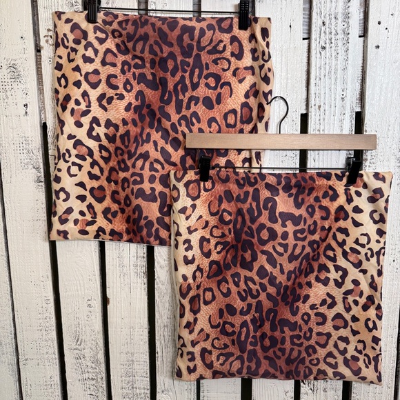 Set Of 2 Leopard Cheetah Throw Pillow Cover Animal Print Pillowcase Zip Closure - Picture 1 of 5